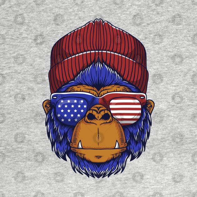 gorilla head USA illustration by Mako Design 